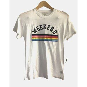 CARBON COPY- WOMENS GRAPHIC RAINBOW SHORT SLEEVE T-SHIRT SIZE X-SMALL